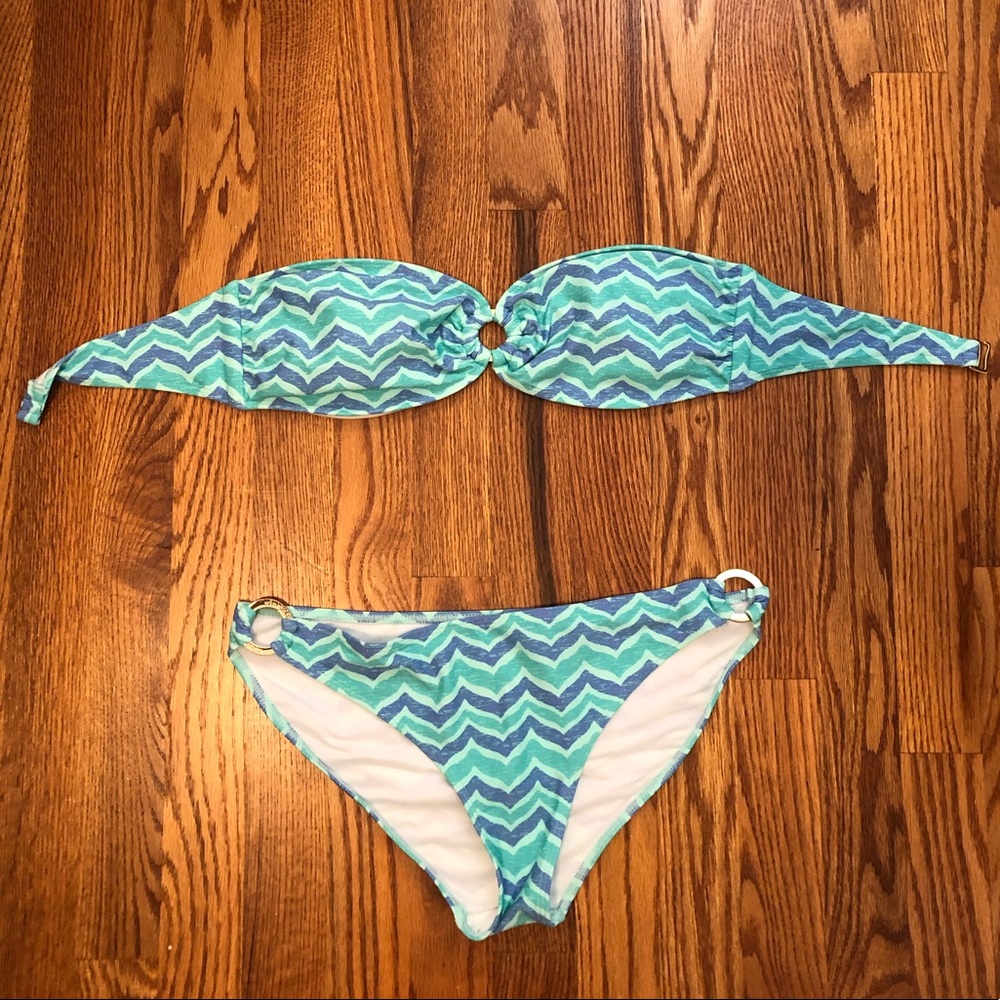 Vineyard Vines Blue + Green Bikini Set Size Medium